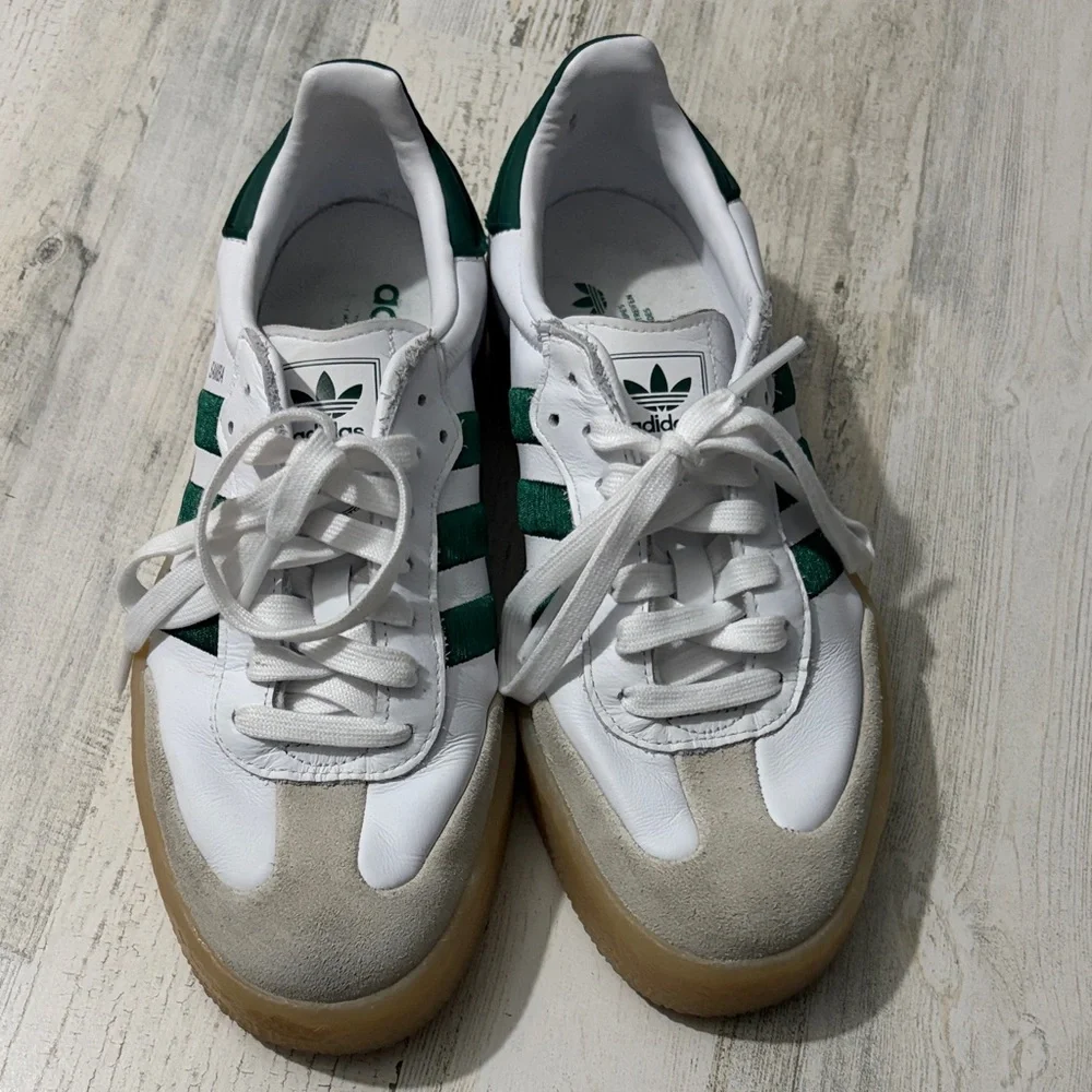 Adidas Samba White and Green Shoes Size 8.5 - Picture 5 of 13